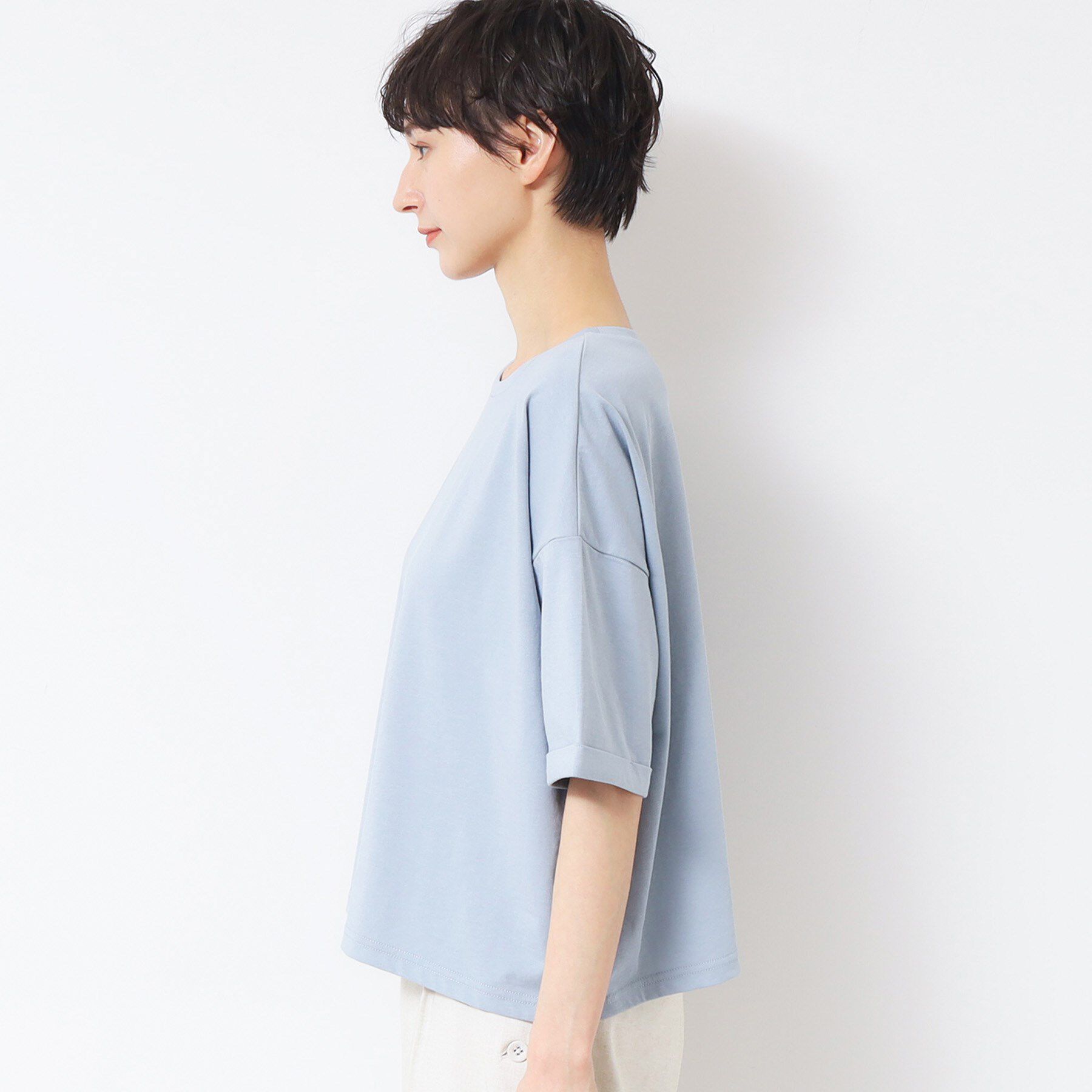 Dessin「【二の腕カバー/接触冷感/UV】ロールアップスリーブTシャツ（XS～L）」|Tシャツ・カットソー|