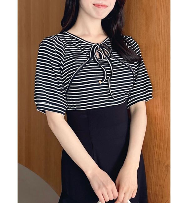 dazzlin「【WEB限定】リボンレイヤードTシャツ」|Tシャツ・カットソー|ブラック