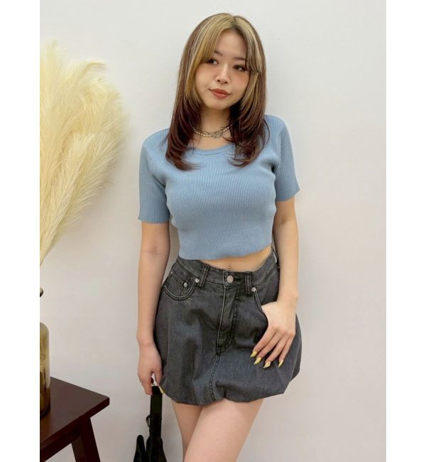 EVRIS「バックチェーンリブニットトップス」|ニット・セーター|