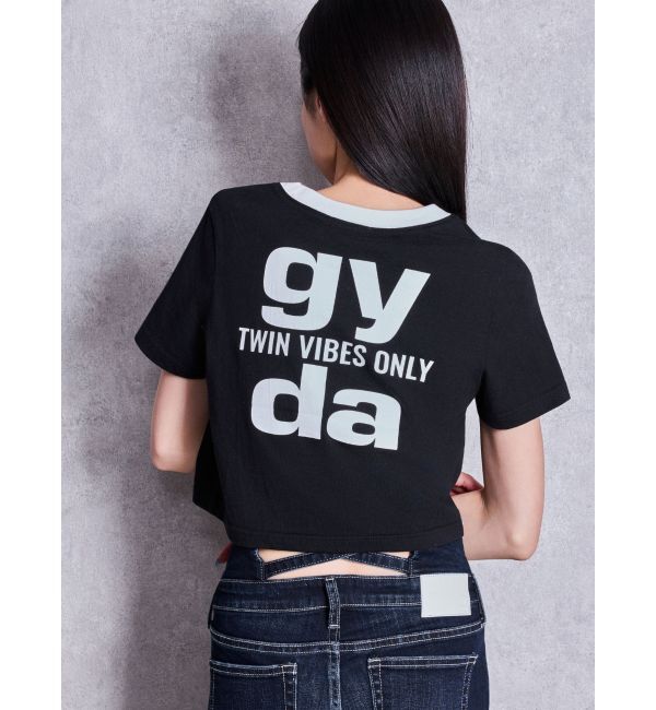 GYDA「Square gydaバイカラーショートTシャツ」|Tシャツ・カットソー|ブラック