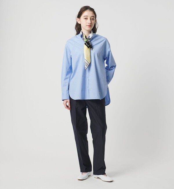 UNITED ARROWS「エンブロイダリーフラワー バンドカラー シャツ」|シャツ・ブラウス|