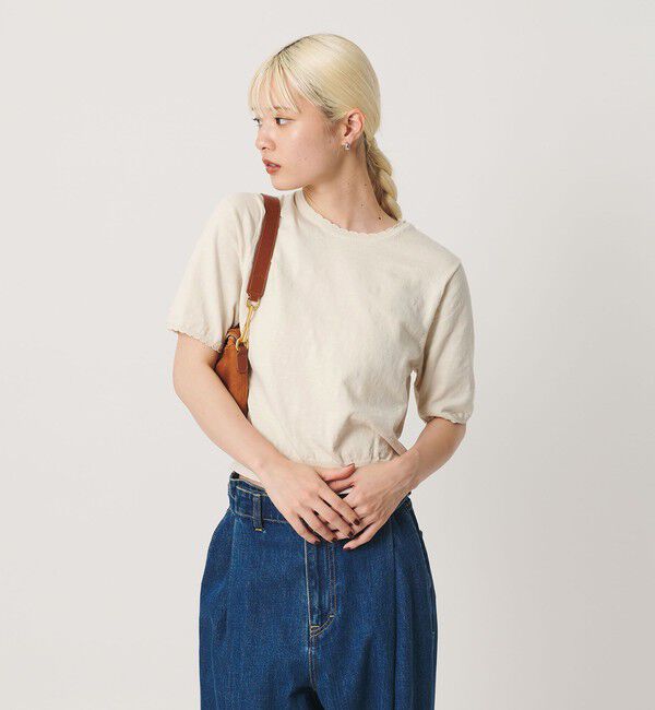 BEAUTY&YOUTH UNITED ARROWS「コットンスラブ スカラップ ニットプルオーバー ウォッシャブル」|ニット・セーター|OFF WHITE