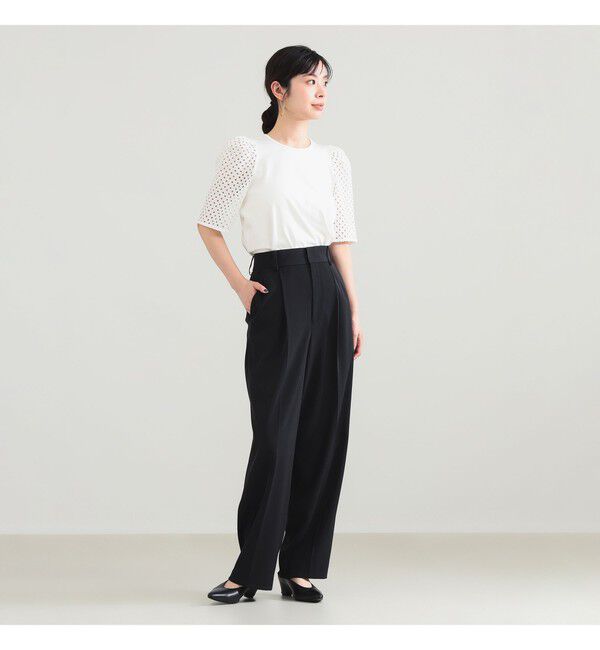 Demi-Luxe BEAMS 「刺繍レース スリーブ Tシャツ」|Tシャツ・カットソー|