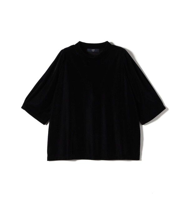 SHIPS Colors 「《予約》SHIPS Colors:〈手洗い可能〉シアー ポリエステル ベロア 5分袖 トップス◆」|Tシャツ・カットソー|