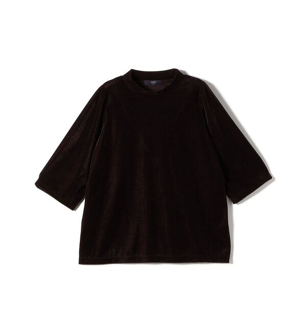 SHIPS Colors 「《予約》SHIPS Colors:〈手洗い可能〉シアー ポリエステル ベロア 5分袖 トップス◆」|Tシャツ・カットソー|