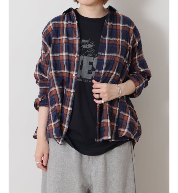 journal standard luxe「《予約》シャーリングチェック レギュラーカラーBigシャツ」|シャツ・ブラウス|