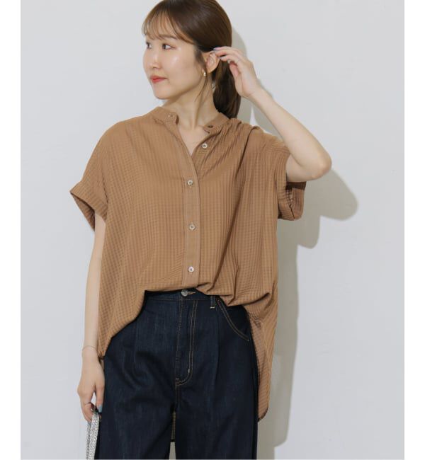 JOURNAL STANDARD relume「《予約》ギンガムドビーフレンチスリーブブラウス」|シャツ・ブラウス|