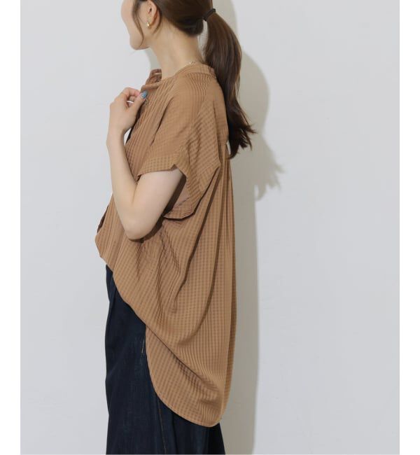 JOURNAL STANDARD relume「《予約》ギンガムドビーフレンチスリーブブラウス」|シャツ・ブラウス|