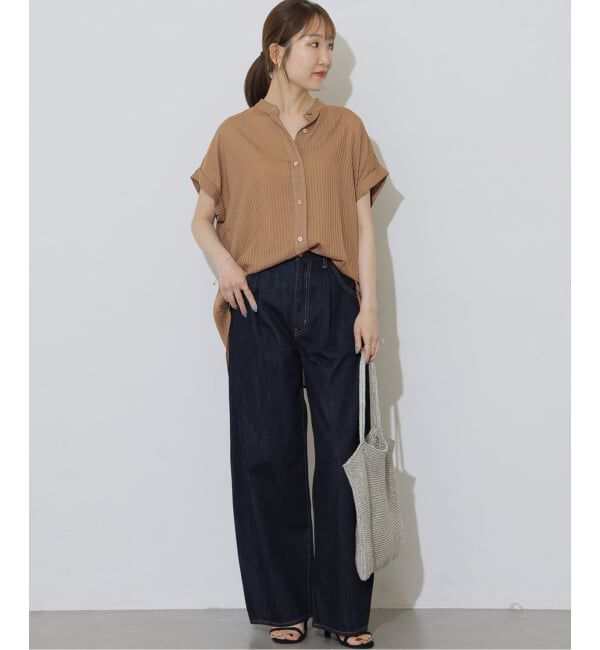 JOURNAL STANDARD relume「《予約》ギンガムドビーフレンチスリーブブラウス」|シャツ・ブラウス|