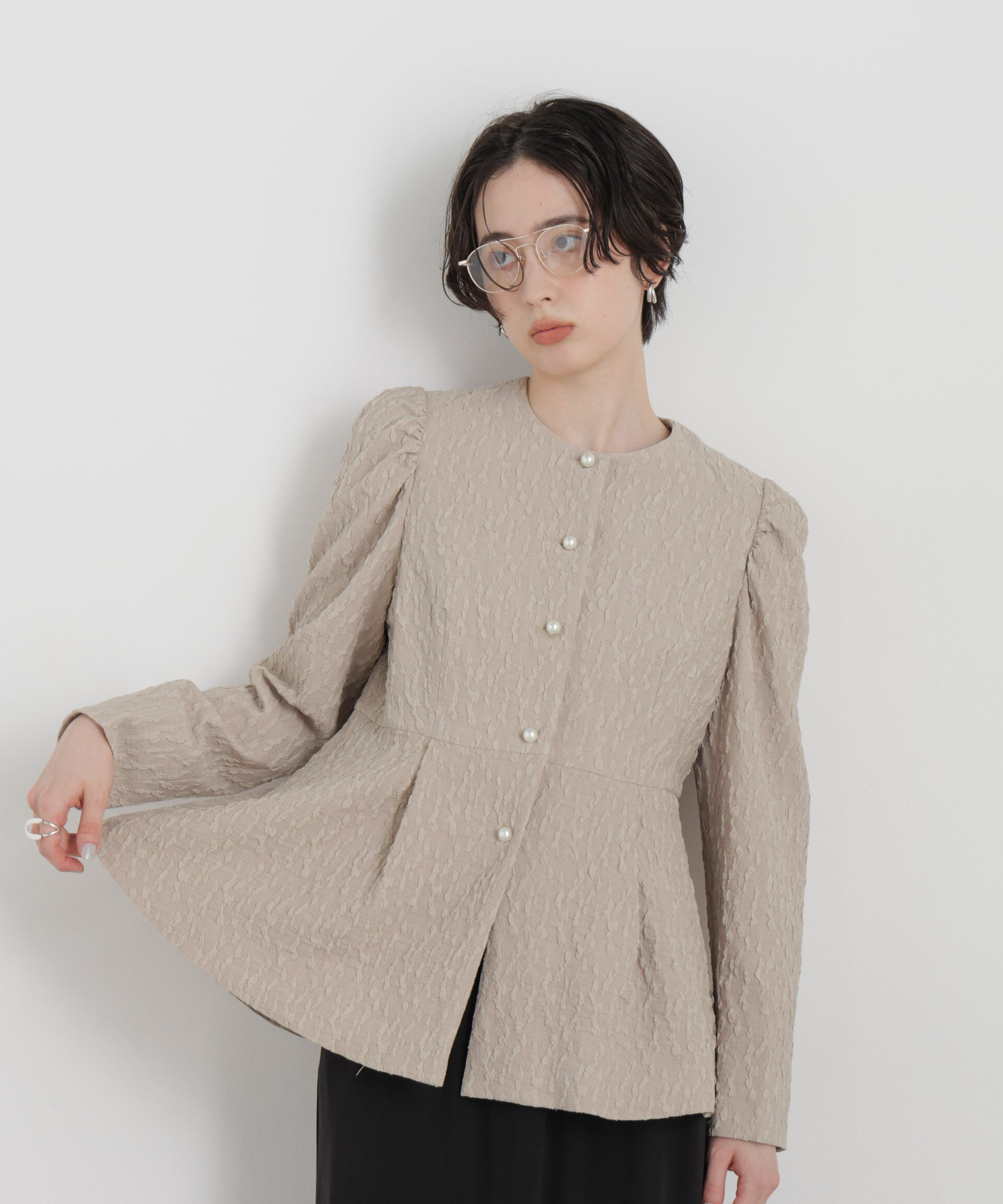 nano･universe「troisieme chaco/別注 PUFFY JACQUARD ジャケット」|テーラードジャケット|