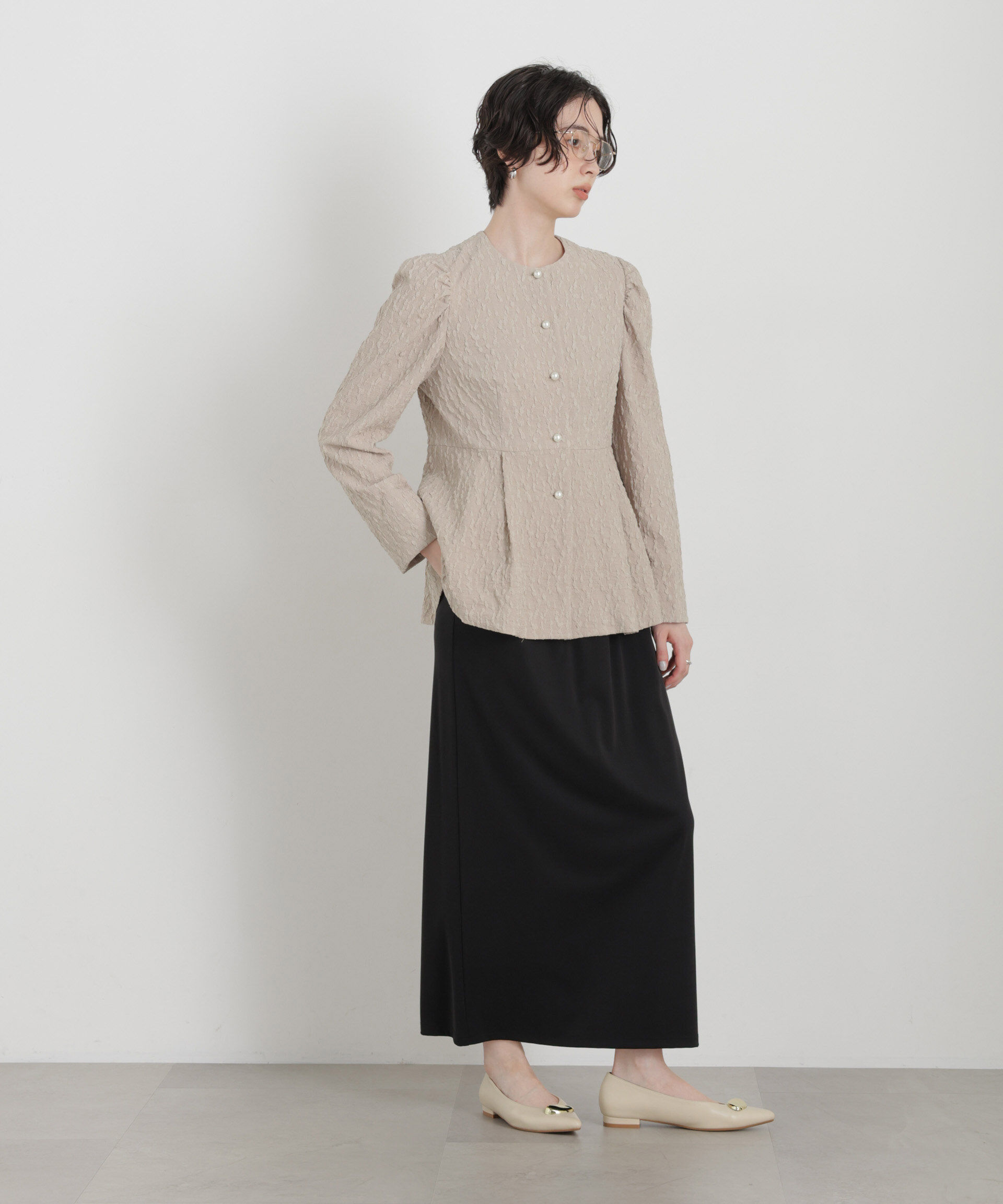 nano･universe「troisieme chaco/別注 PUFFY JACQUARD ジャケット」|テーラードジャケット|