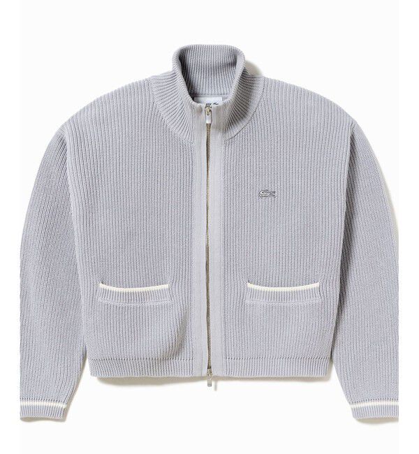 LACOSTE「ジップアップローゲージニットブルゾン」|カーディガン|