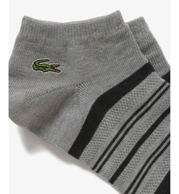 LACOSTE「メッシュ切り替えボーダーくるぶし丈ソックス 25-27cm」|ソックス|