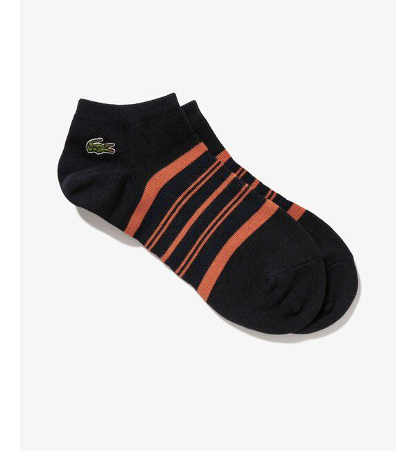 LACOSTE「メッシュ切り替えボーダーくるぶし丈ソックス 25-27cm」|ソックス|