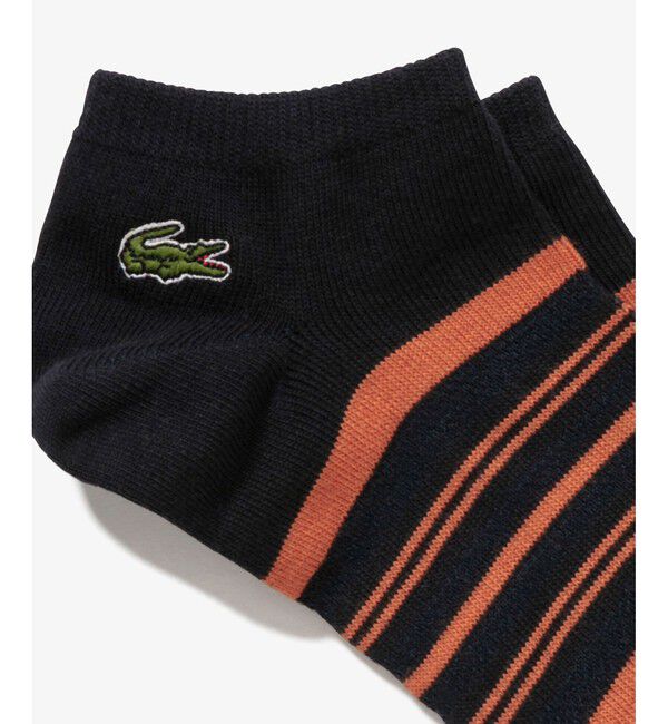 LACOSTE「メッシュ切り替えボーダーくるぶし丈ソックス 25-27cm」|ソックス|