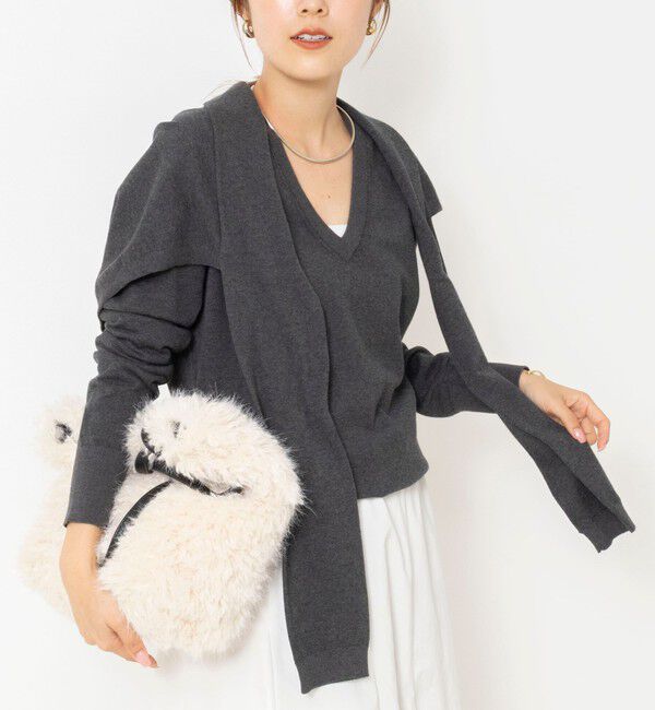 NOLLEY'S「【 SHOP PRESS二見別注カラー】レイヤードピース付きVネックプルオーバー」|ニット・セーター|チャコールグレー