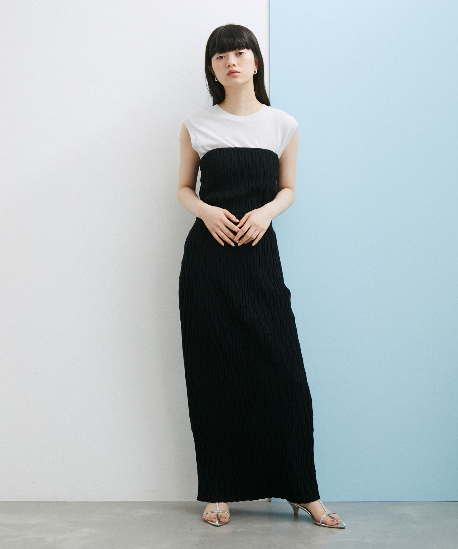 ADAM ET ROPE'「【サステナブル・セットアップ対応・WEB限定】チェック＆リブニットブラトップ」|チューブトップ|