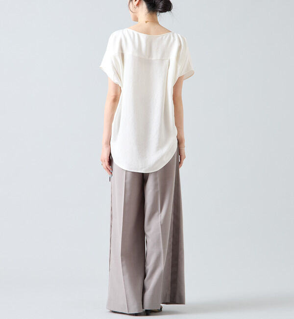 Liesse「《定番》麻調ボートネックブラウス（セットアップ可）」|シャツ・ブラウス|