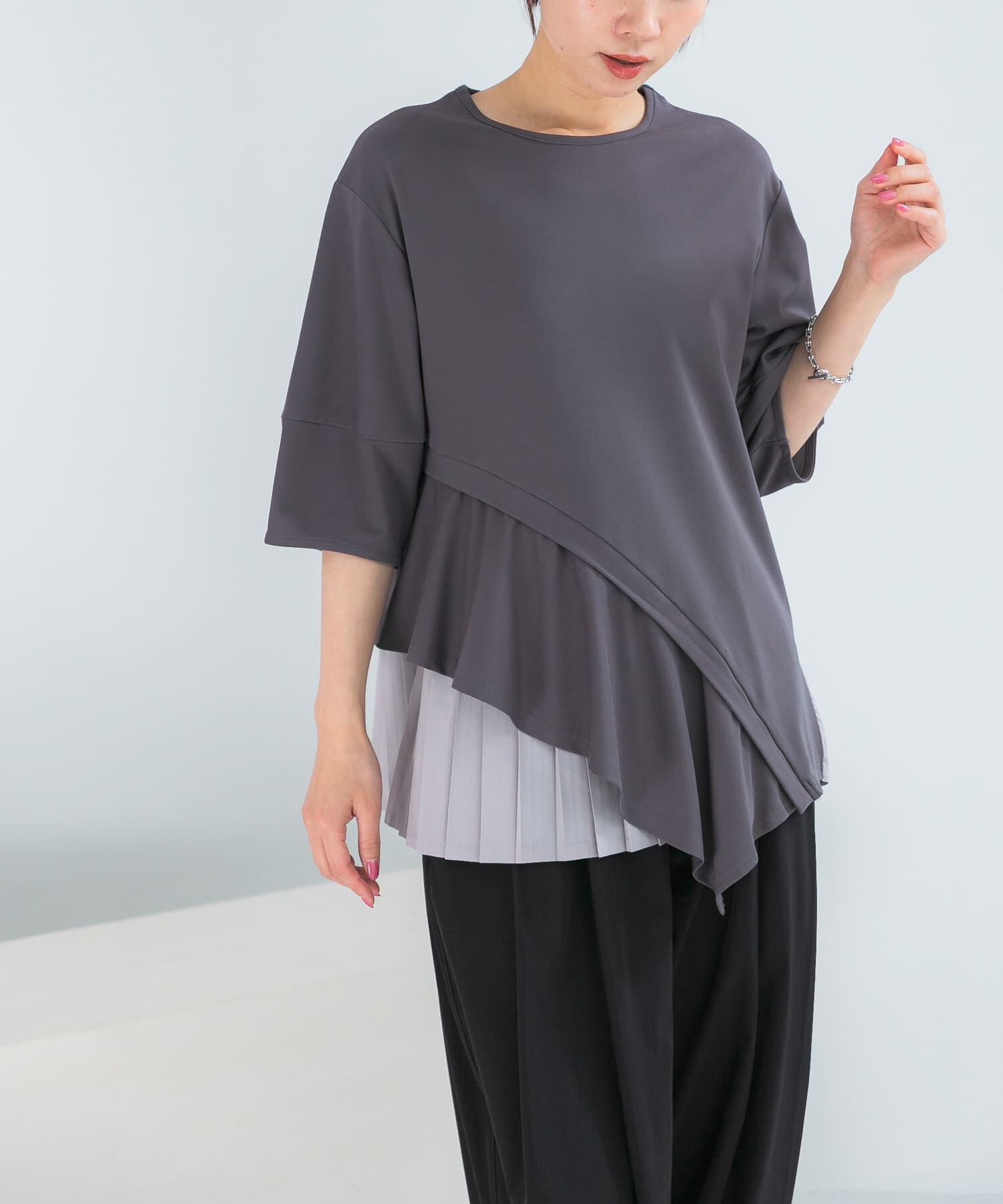 URBAN RESEARCH ROSSO「ELENDEEK　SLIDE FLARE DOCKING CUT AND SEWN」|Tシャツ・カットソー|