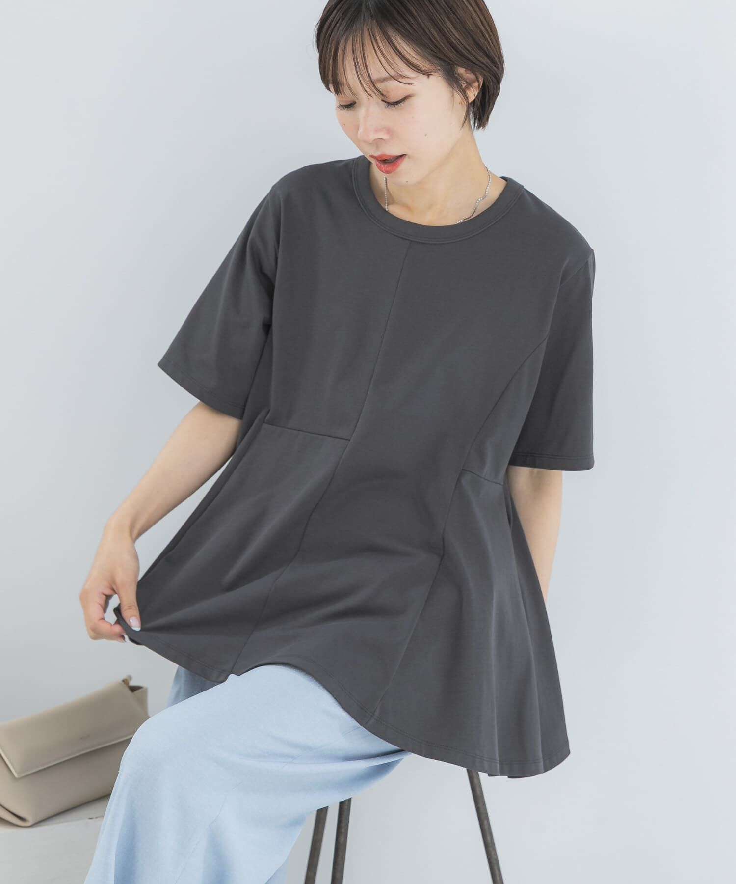 URBAN RESEARCH ROSSO「PROTAGONISTA　ASYMMETRY DESIGN T-SHIRTS」|Tシャツ・カットソー|チャコールグレー