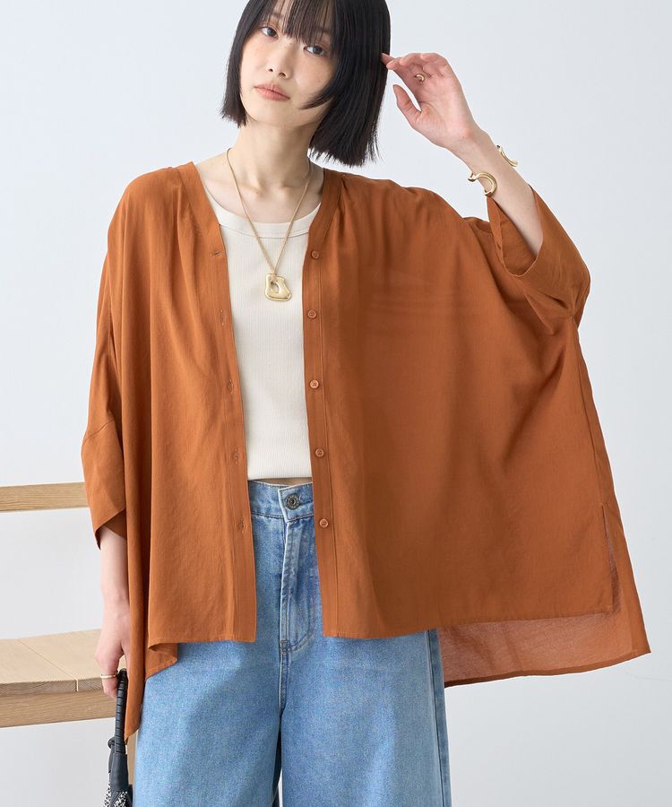 AMERICAN HOLIC「【接触冷感】Vネックポンチョシャツ2」|シャツ・ブラウス|