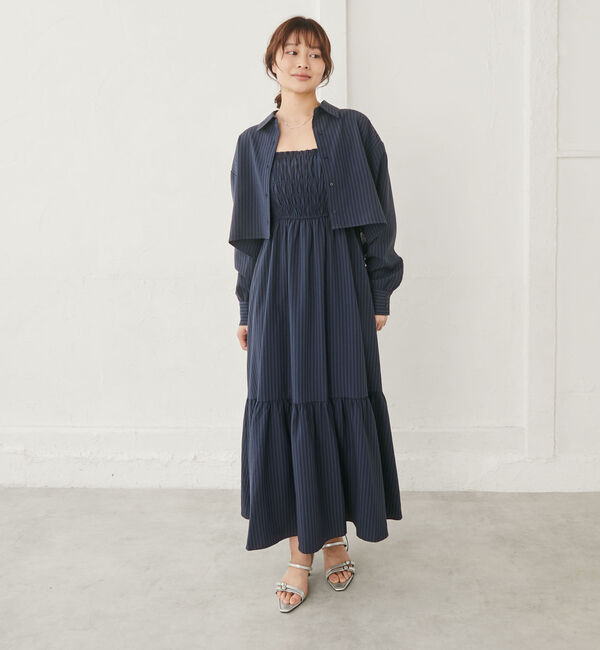 archives「ショートシャツ&times;シャーリングキャミワンピースＳＥＴ」|ワンピース|NAVY
