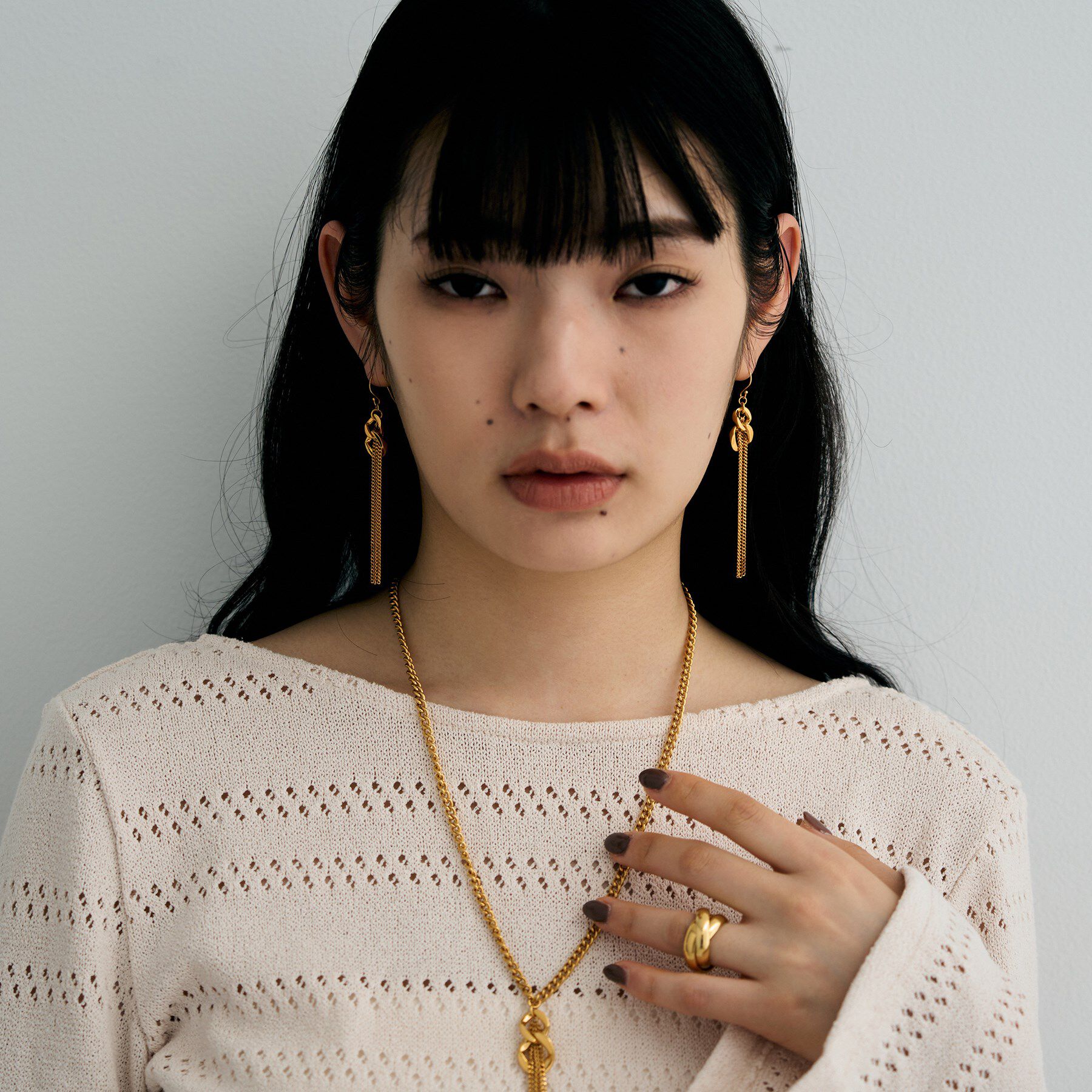 COCOSHNIK ONKITSCH「シルバー カーブチェーンモチーフフリンジピアス GP」|ピアス|