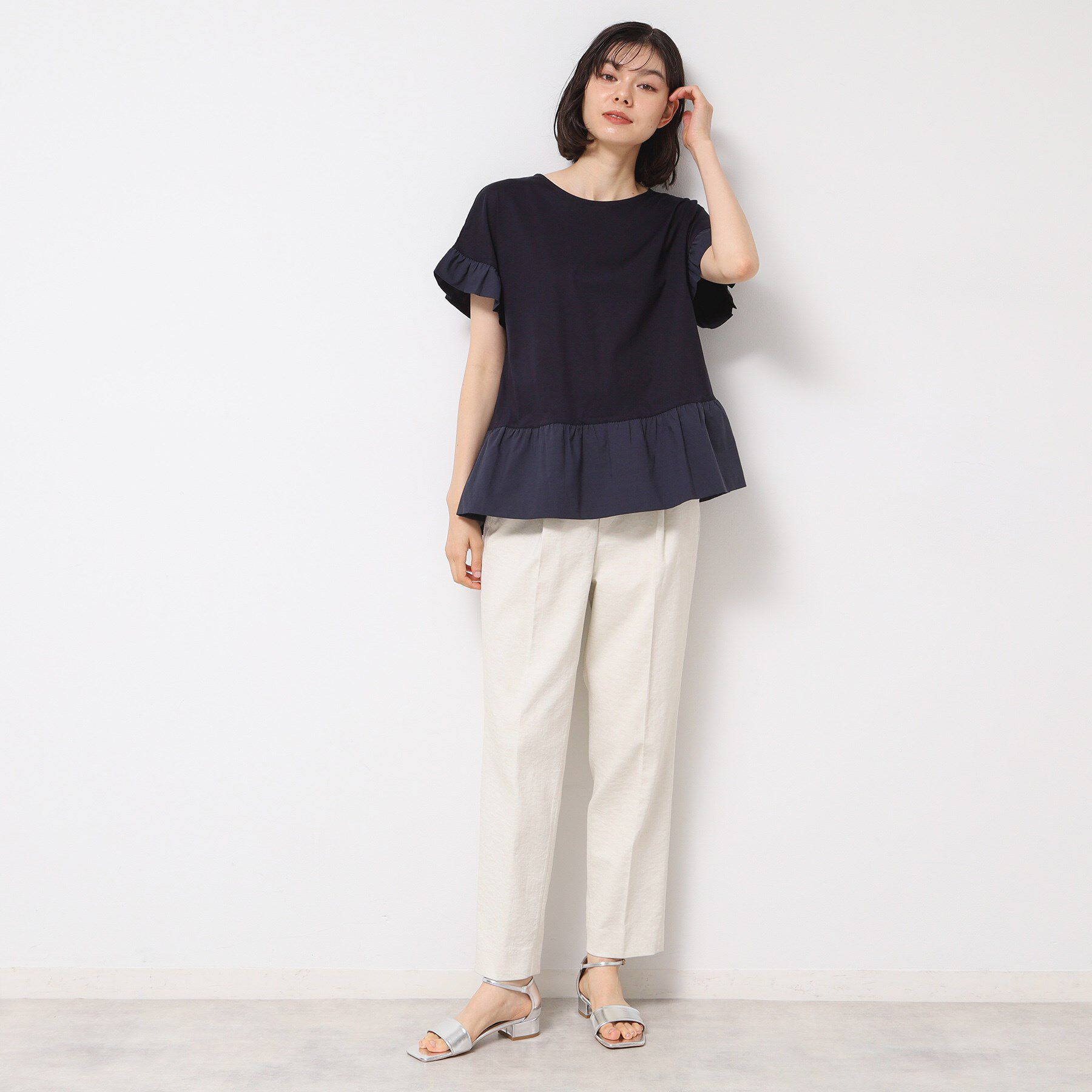 Dessin「◆【洗える】ラッフルドッキングカットソー」|Tシャツ・カットソー|