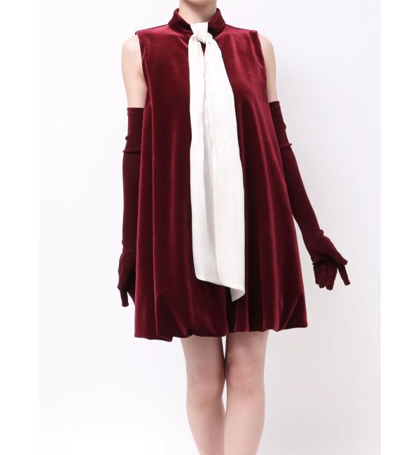 LAGUNAMOON「LADYベロアバルーンニミワンピース」|ワンピース|レッド