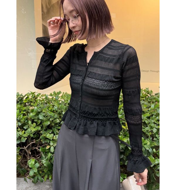 LAGUNAMOON「【WEB限定カラーあり】シアーボーダーカーデプルオーバー」|カーディガン|