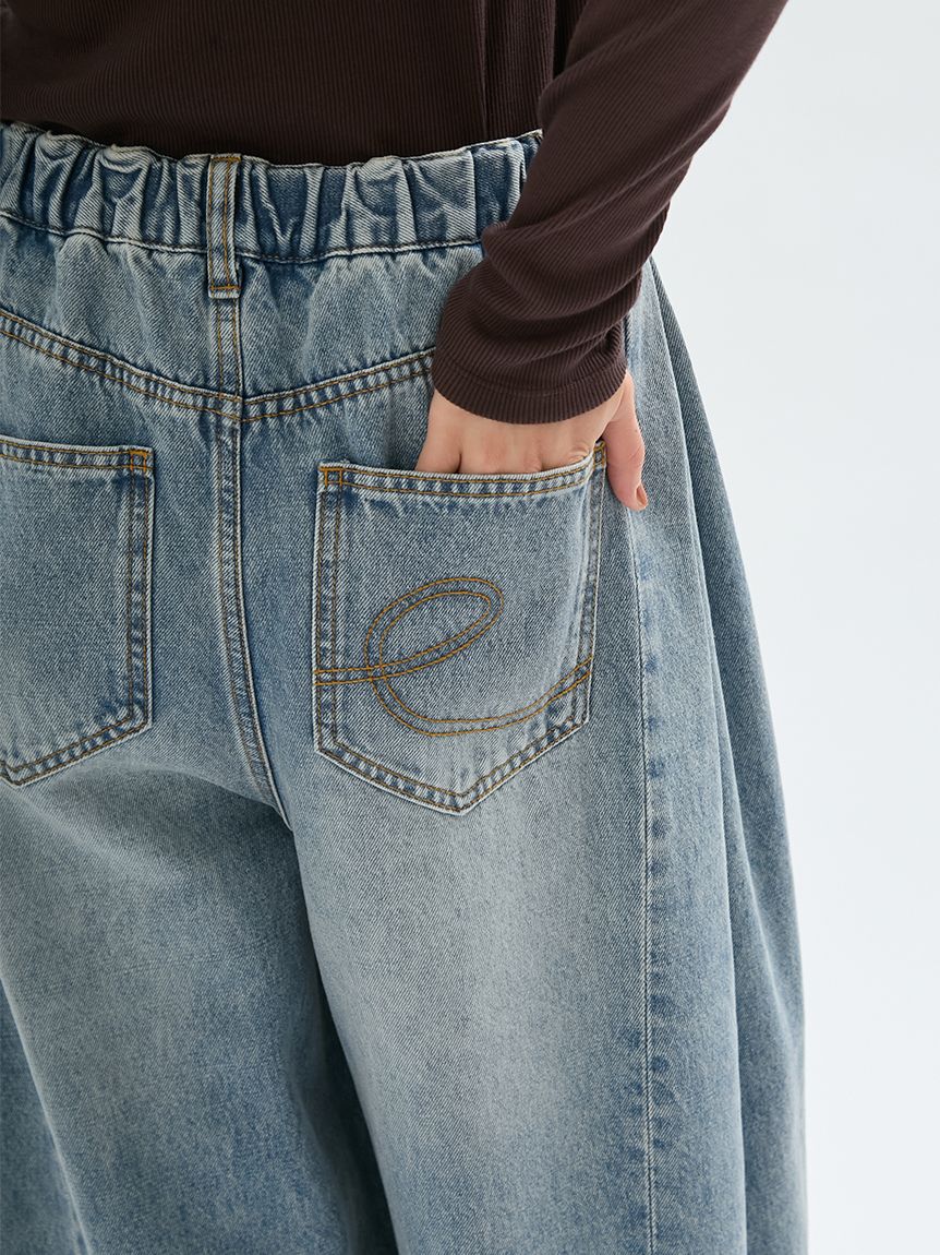 emmi atelier「ウエストゴムサイドタックデニムパンツ」|デニム|