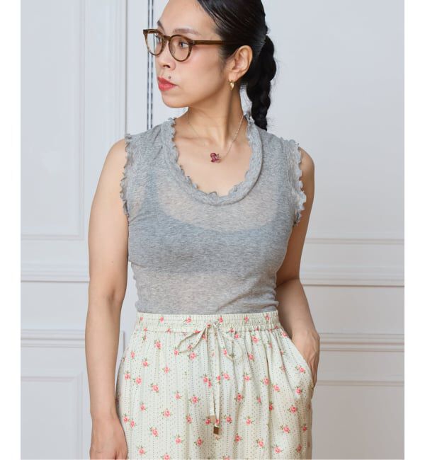 IENA LA BOUCLE「《追加2》seamless basic. シームレスベーシック Flounce タンクトップ」|タンクトップ|