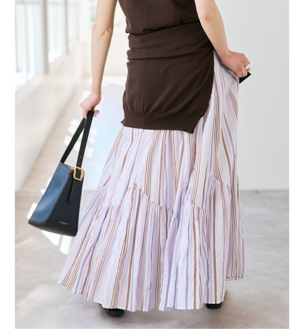 Spick and Span「《別注カラー有》ne Quittez pas CottonVoile StripeSlant Panel Skirt*」|スカート|