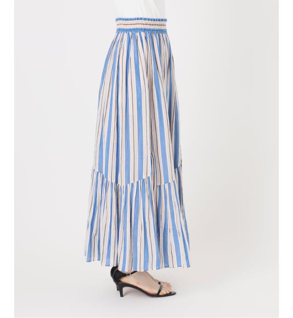 Spick and Span「《別注カラー有》ne Quittez pas CottonVoile StripeSlant Panel Skirt*」|スカート|