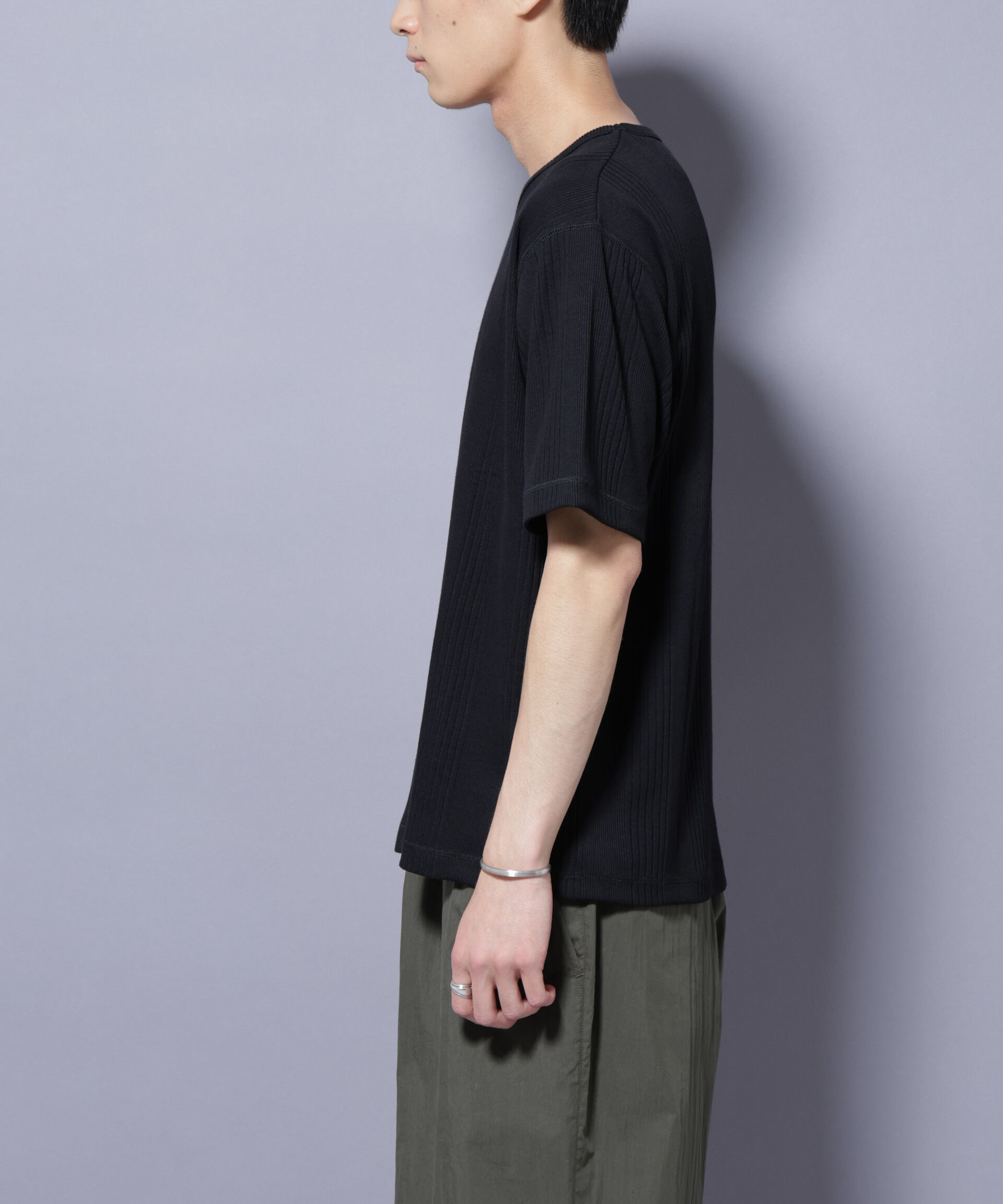 NANO universe「NORMANBROS/NORMANBROS別注 テレコUネックTシャツ 半袖」|Tシャツ・カットソー|