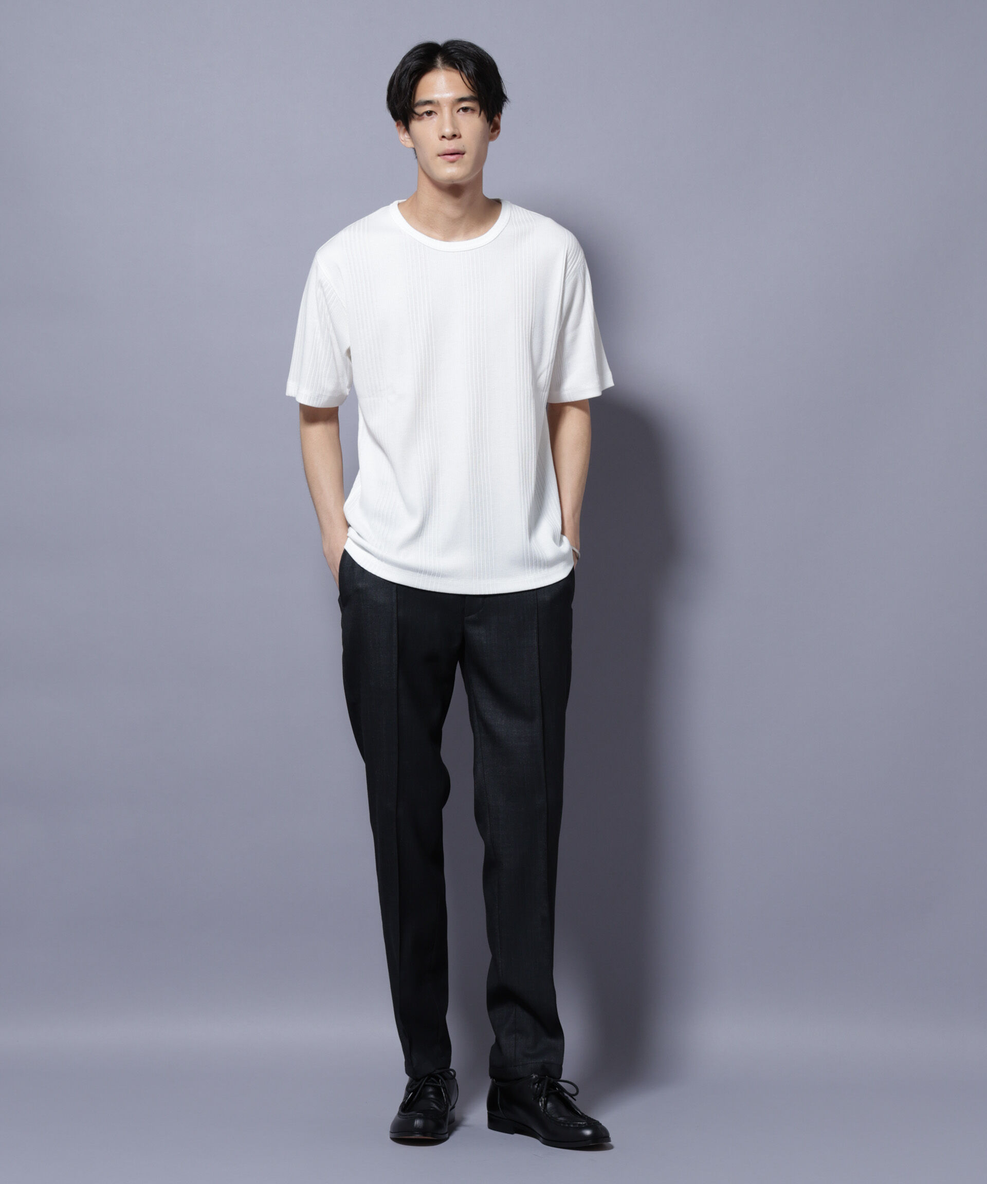 NANO universe「NORMANBROS/NORMANBROS別注 テレコUネックTシャツ 半袖」|Tシャツ・カットソー|