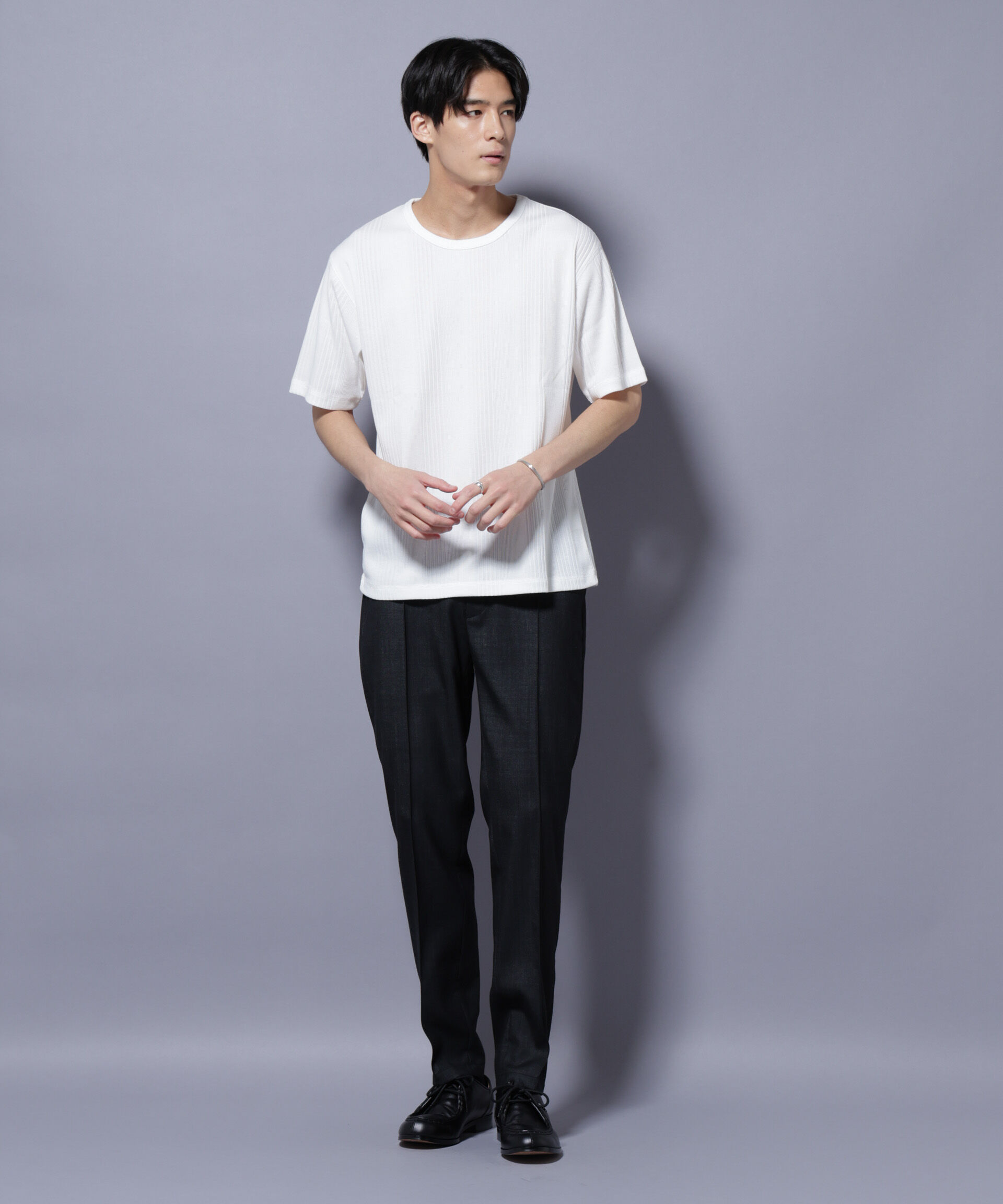 NANO universe「NORMANBROS/NORMANBROS別注 テレコUネックTシャツ 半袖」|Tシャツ・カットソー|