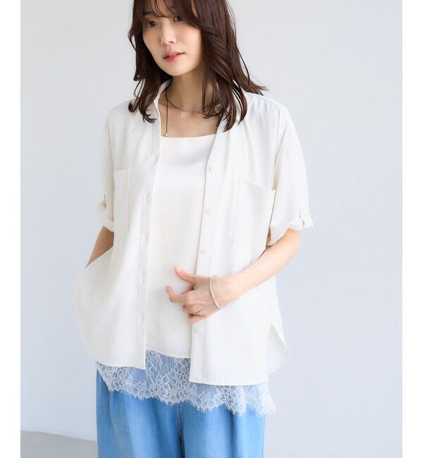 Rope&rsquo;Picnic「【ちゃんと+かわいい保証】カットジョーゼットスキッパーブラウス/UVケア・接触冷感・防シワ」|シャツ・ブラウス|