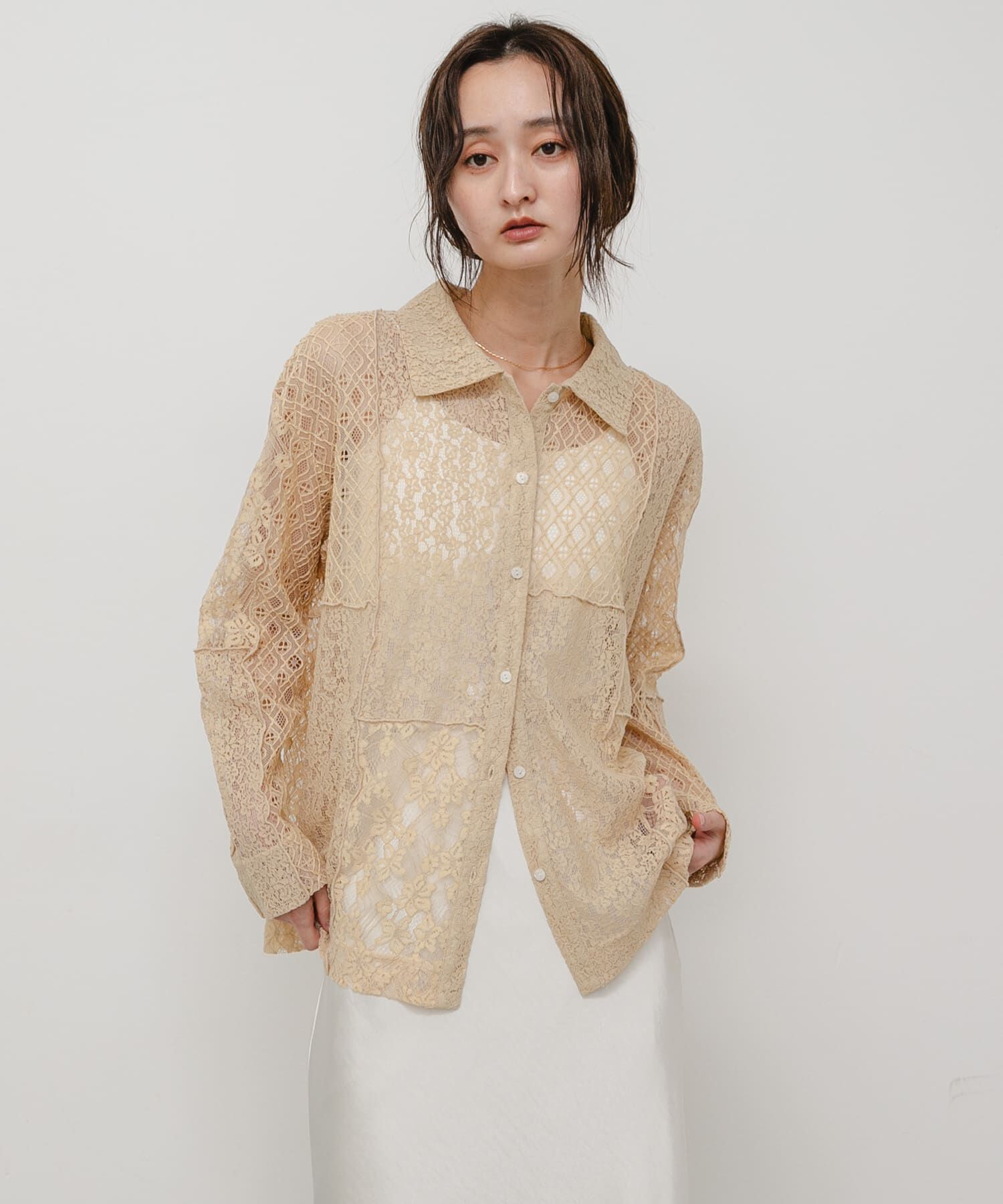 SENSE OF PLACE by URBAN RESEARCH「パッチワークレースシャツ」|シャツ・ブラウス|
