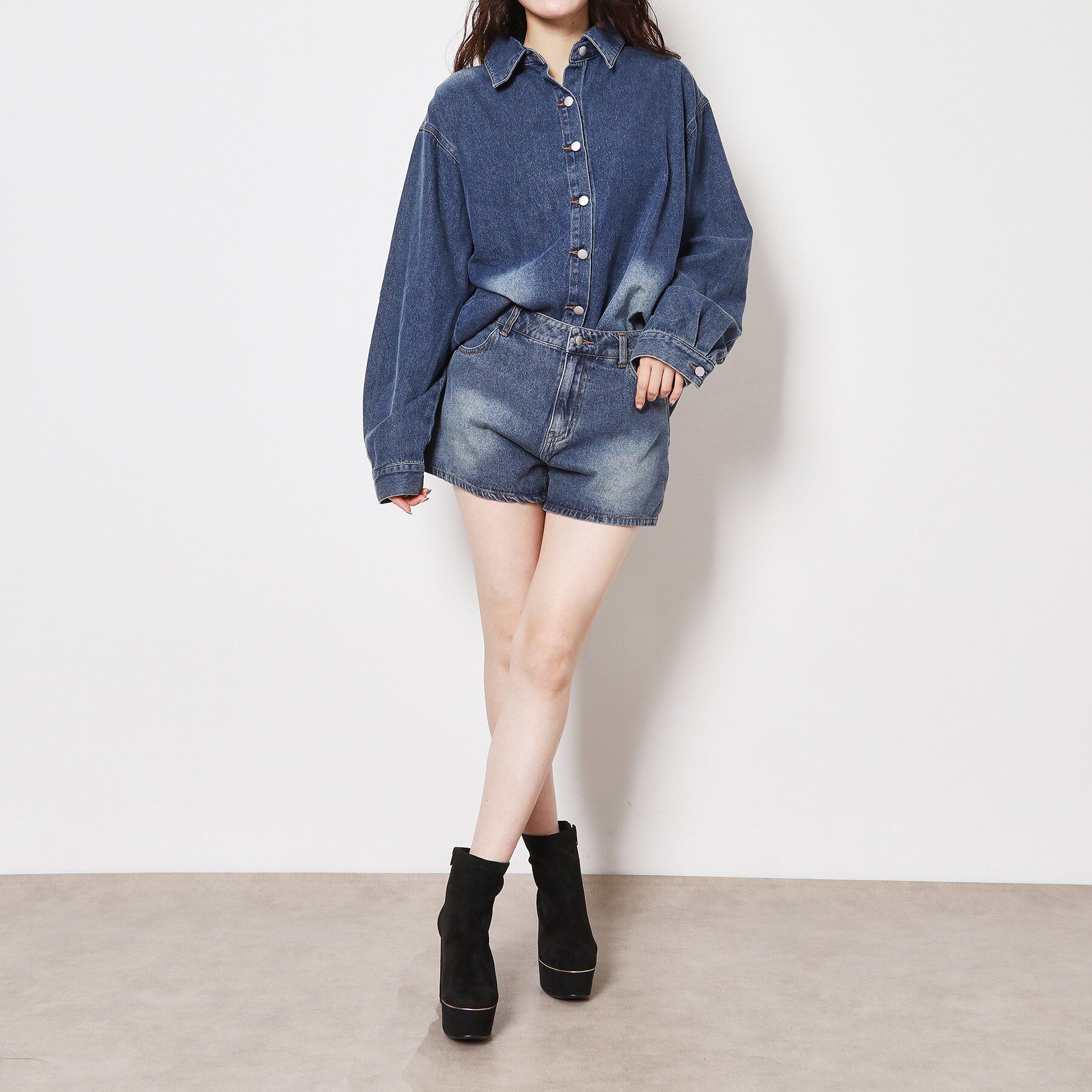 ESPERANZA「【ラク盛り/約12㎝】ラク盛り厚底ゴールドラインショートブーツ」|ショートブーツ|