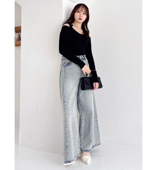 dazzlin「【WEB限定】ショルダーリボンニットトップス」|ニット・セーター|