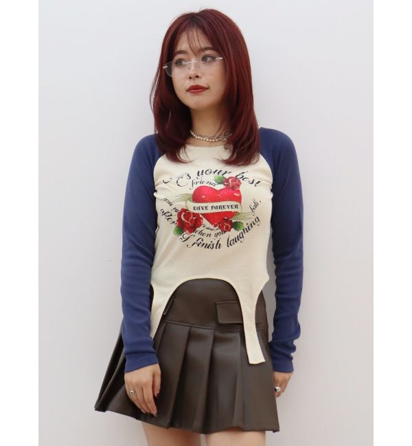 EVRIS「ローズグラフィックガーターデザイントップス」|Tシャツ・カットソー|