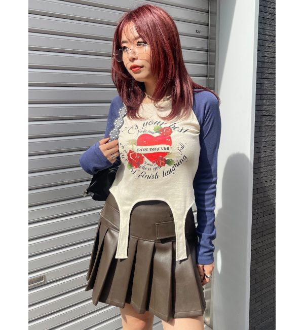 EVRIS「ローズグラフィックガーターデザイントップス」|Tシャツ・カットソー|