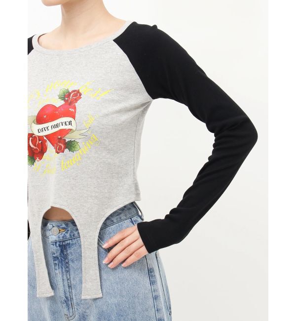 EVRIS「ローズグラフィックガーターデザイントップス」|Tシャツ・カットソー|