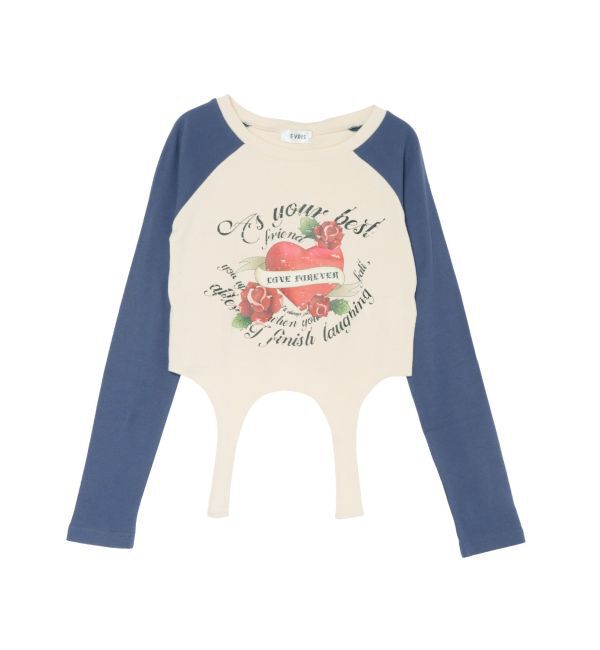 EVRIS「ローズグラフィックガーターデザイントップス」|Tシャツ・カットソー|