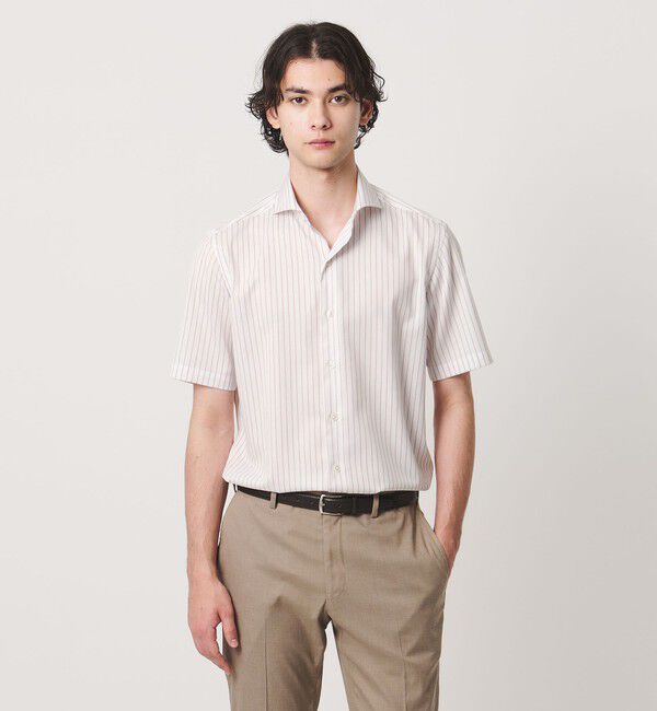 UNITED ARROWS「イージーケア AG パナマ ショートスリーブ ストライプ カッタウェイカラーシャツ 抗菌防臭 通気性」|シャツ・ブラウス|MD.BROWN