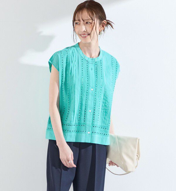 SHIPS Colors 「SHIPS Colors:〈手洗い可能〉エンブロイダリー レース フレンチスリーブ シャツ◇」|シャツ・ブラウス|