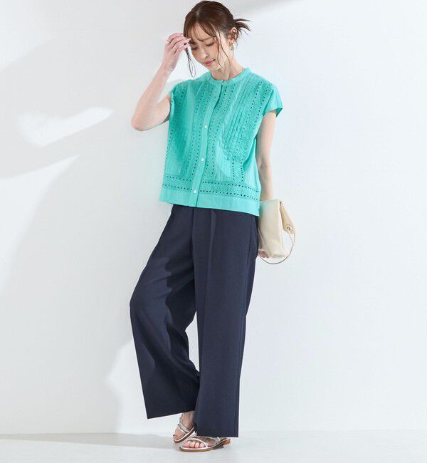 SHIPS Colors 「SHIPS Colors:〈手洗い可能〉エンブロイダリー レース フレンチスリーブ シャツ◇」|シャツ・ブラウス|