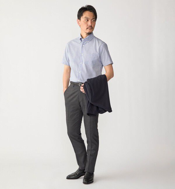 SHIPS「SHIPS:〈接触冷感〉ICE COTTON パナマ ストライプ ボタンダウン 半袖 シャツ」|シャツ・ブラウス|