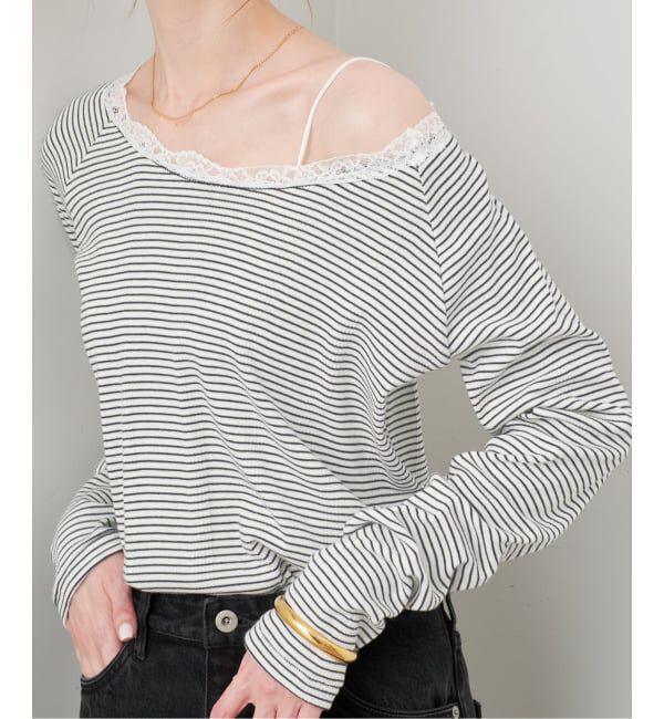 SLOBE IENA「《追加予約》miller/ミラー SLOBE別注 レースカットソー」|Tシャツ・カットソー|